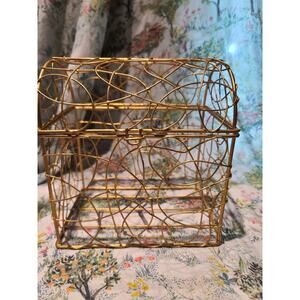 GOLD Wire basket hinged lid 6 1/2”H X 5 1/2”L X 4”w
